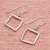 Silver dangle earrings, 'Window to Imagination' - Karen Hill Tribe Open Square Dangle Earrings from Thailand