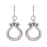 Silver dangle earrings, 'Organic Ring' - Karen Hill Tribe Silver Circle Window Dangle Earrings