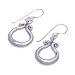Silver dangle earrings, 'Organic Ring' - Karen Hill Tribe Silver Circle Window Dangle Earrings