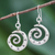 Silver dangle earrings, 'Joyful Spirals' - Karen Hill Tribe Silver Triangles on Spirals Dangle Earrings (image 2) thumbail