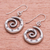 Silver dangle earrings, 'Joyful Spirals' - Karen Hill Tribe Silver Triangles on Spirals Dangle Earrings (image 2b) thumbail
