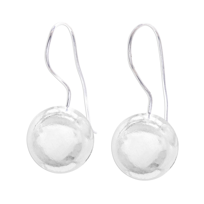 Silver drop earrings, 'Silver Moon Rising' - Karen Hill Tribe Silver High Polish Balls Drop Earrings