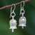 Silver dangle earrings, 'Sonorous' - Karen Hill Tribe Silver Geometric Motif Bell Dangle Earrings (image 2) thumbail
