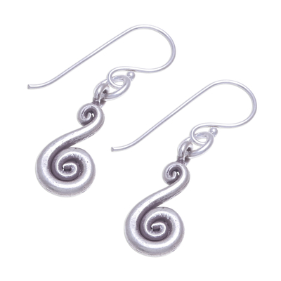 Silver dangle earrings, 'Serpentine Swirl' - Karen Hill Tribe Silver Serpentine Dangle Earrings
