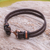Leather braided wristband bracelet, 'Anchor Strength in Brown' - Leather Braided Wristband Bracelet in Brown from Thailand