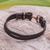 Braided leather wristband bracelet, 'Anchor Strength in Brown' - Leather Braided Wristband Bracelet in Brown from Thailand