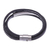 Leather strand bracelet, 'Mighty Strength in Black' - Leather Strand Bracelet in Black from Thailand (image 2c) thumbail
