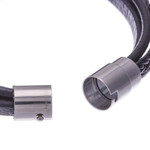 Leather strand bracelet, 'Mighty Strength in Black' - Leather Strand Bracelet in Black from Thailand