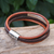 Leather strand bracelet, 'Mighty Strength in Brown' - Leather Strand Bracelet in Brown from Thailand (image 2b) thumbail