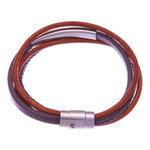 Leather strand bracelet, 'Mighty Strength in Brown' - Leather Strand Bracelet in Brown from Thailand