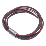 Leather strand bracelet, 'Mighty Strength in Brown' - Leather Strand Bracelet in Brown from Thailand