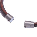 Leather strand bracelet, 'Mighty Strength in Brown' - Leather Strand Bracelet in Brown from Thailand