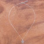 Sterling silver pendant necklace, 'Geometric Beagle' - Brushed Satin Sterling Silver Beagle Necklace