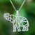 Sterling silver pendant necklace, 'Trumpeting Geometry' - Geometric Sterling Silver Elephant Pendant Necklace