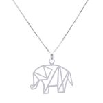 Sterling silver pendant necklace, 'Mother of the Forest' - Geometric Sterling Silver Elephant Necklace from Thailand