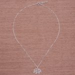 Sterling silver pendant necklace, 'Mother of the Forest' - Geometric Sterling Silver Elephant Necklace from Thailand