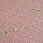 Sterling silver pendant necklace, 'Mother of the Forest' - Geometric Sterling Silver Elephant Necklace from Thailand