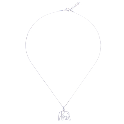 Halskette mit Anhänger aus Sterlingsilber - Künstlerische Halskette mit Elefantenanhänger aus Sterlingsilber
