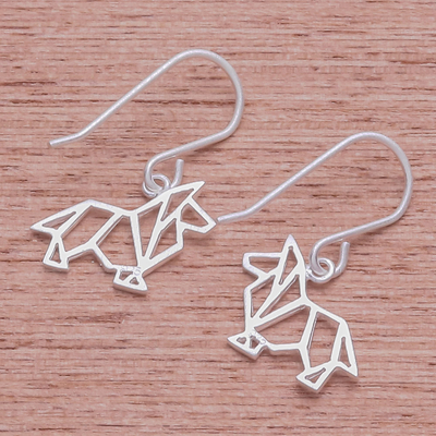 Sterling silver dangle earrings, 'Geometric Collie' - Geometric Collie Sterling Silver Dangle Earrings