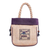 Cotton handbag, 'Elephant Caper in Purple' - 100% Cotton Tan and Purple Elephant Motif Cinch-Top Handbag (image 2a) thumbail