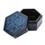 Lacquered wood box, 'Blue Floral Hexagon' - Blue and Black Thai Lacquered Wood Decorative Box