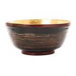 Lacquered wood decorative bowl, 'Golden Tradition' - Black and Gold Thai Lacquered Decorative Bowl with Red