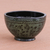 Lacquered wood decorative bowl, 'Verdant Floral Forest' - Black and Green Thai Lacquered Wood Decorative Bowl