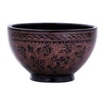 Lacquered wood decorative bowl, 'Red Floral Forest' - Handcrafted Red and Black Lacquered Bowl from Thailand
