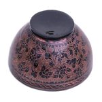 Lacquered wood decorative bowl, 'Red Floral Forest' - Handcrafted Red and Black Lacquered Bowl from Thailand