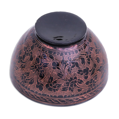 Dekorative Schale aus lackiertem Holz - Handgefertigte rot und schwarz lackierte Schale aus Thailand