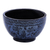 Lacquered wood decorative bowl, 'Blue Floral Forest' - Handcrafted Blue and Black Lacquered Bowl from Thailand