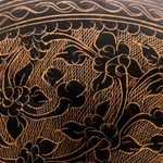 Lacquered wood decorative bowl, 'Brown Floral Forest' - Handcrafted Brown and Black Lacquered Bowl from Thailand