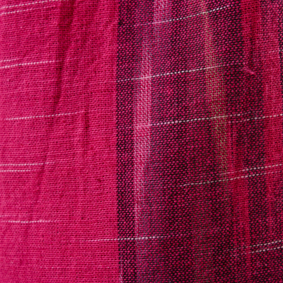 Umhängetasche aus Baumwolle - Umhängetasche aus 100 % Baumwolle im Farbblock-Design in Fuchsia und Kirschrot