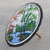 Handbemalter Sonnenschirm aus Baumwolle - Handbemalter Sonnenschirm mit Kranichen und Teichszene