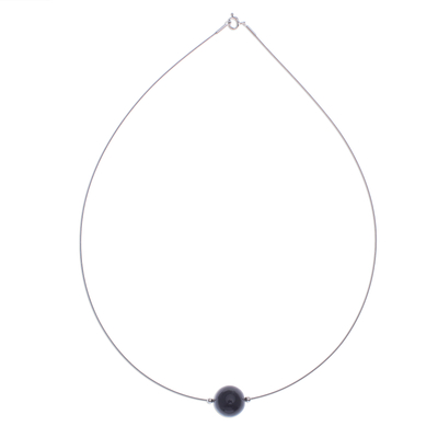Agate pendant necklace, 'Modern Mood' - Black Agate Modern Pendant Necklace from Thailand