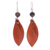 Tiger's Eye and Leather Dangle Earrings, 'Supple Petals in Rust' - Leather Petal Earrings with Tiger's Eye Beads thumbail
