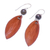 Tiger's Eye and Leather Dangle Earrings, 'Supple Petals in Rust' - Leather Petal Earrings with Tiger's Eye Beads (image 2c) thumbail