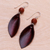 Jasper and leather dangle earrings, 'Supple Petals in Red' - Artisan Crafted Earrings with Leather and Jasper Beads (image 2b) thumbail