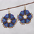Hand-knotted dangle earrings, 'Fantastic Delight in Blue' - Round Hand-Knotted Dangle Earrings in Blue from Thailand