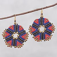 Hand-knotted dangle earrings, 'Fantastic Delight'