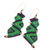 Hand-knotted dangle earrings, 'Zigzag Dream in Green' - Zigzag Pattern Hand-Knotted Dangle Earrings in Green (image 2c) thumbail