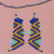 Hand-knotted dangle earrings, 'Zigzag Dream' - Colorful Zigzag Pattern Hand-Knotted Dangle Earrings (image 2) thumbail