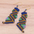 Hand-knotted dangle earrings, 'Zigzag Dream' - Colorful Zigzag Pattern Hand-Knotted Dangle Earrings (image 2b) thumbail