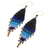 Hand-knotted dangle earrings, 'Boho Diamonds in Blue' - Diamond-Shaped Hand-Knotted Dangle Earrings in Blue