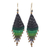 Hand-knotted dangle earrings, 'Boho Diamonds in Green' - Diamond-Shaped Hand-Knotted Dangle Earrings in Green thumbail