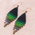 Hand-knotted dangle earrings, 'Boho Diamonds in Green' - Diamond-Shaped Hand-Knotted Dangle Earrings in Green (image 2b) thumbail