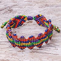 Hand-knotted macrame bracelet, 'Rainbow Cascade'
