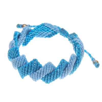 Hand-knotted macrame bracelet, 'Sky Cascade' - Light Blue Macrame Cord Bracelet from Thailand