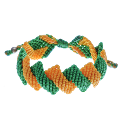 Hand-knotted macrame bracelet, 'Citrus Cascade' - Women's Adjustable Yellow and Green Macrame Bracelet