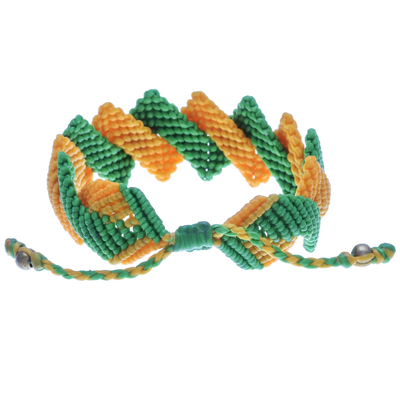 Handgeknüpftes Makramee-Armband - Verstellbares gelbes und grünes Makramee-Armband für Damen